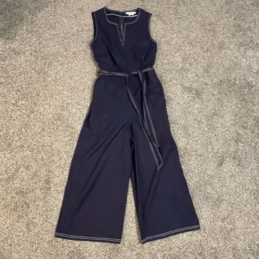 Boden Navy Sleeveless Belted Jumpsuit